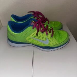 Nike Lime Green Sneakers with fuchsia Laces